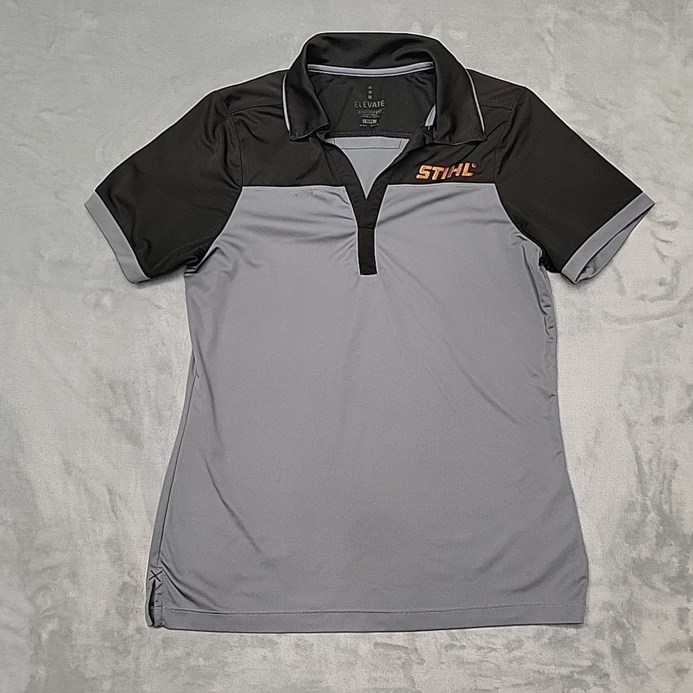 Stihl Shirt Womens Large Gray Performance Polo Short Sleeve Chainsaw Workwear